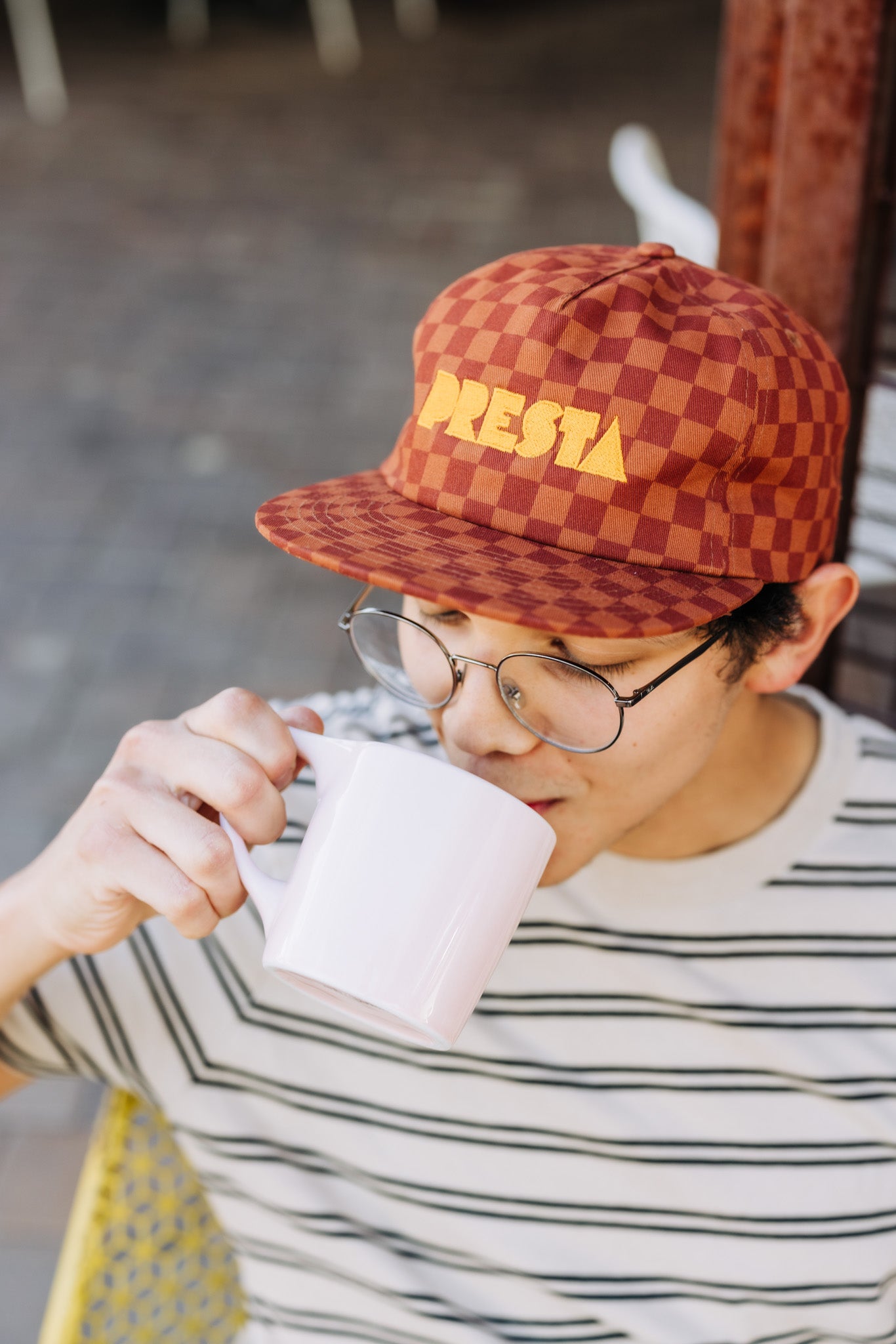 Burnt Orange Checkered Hat