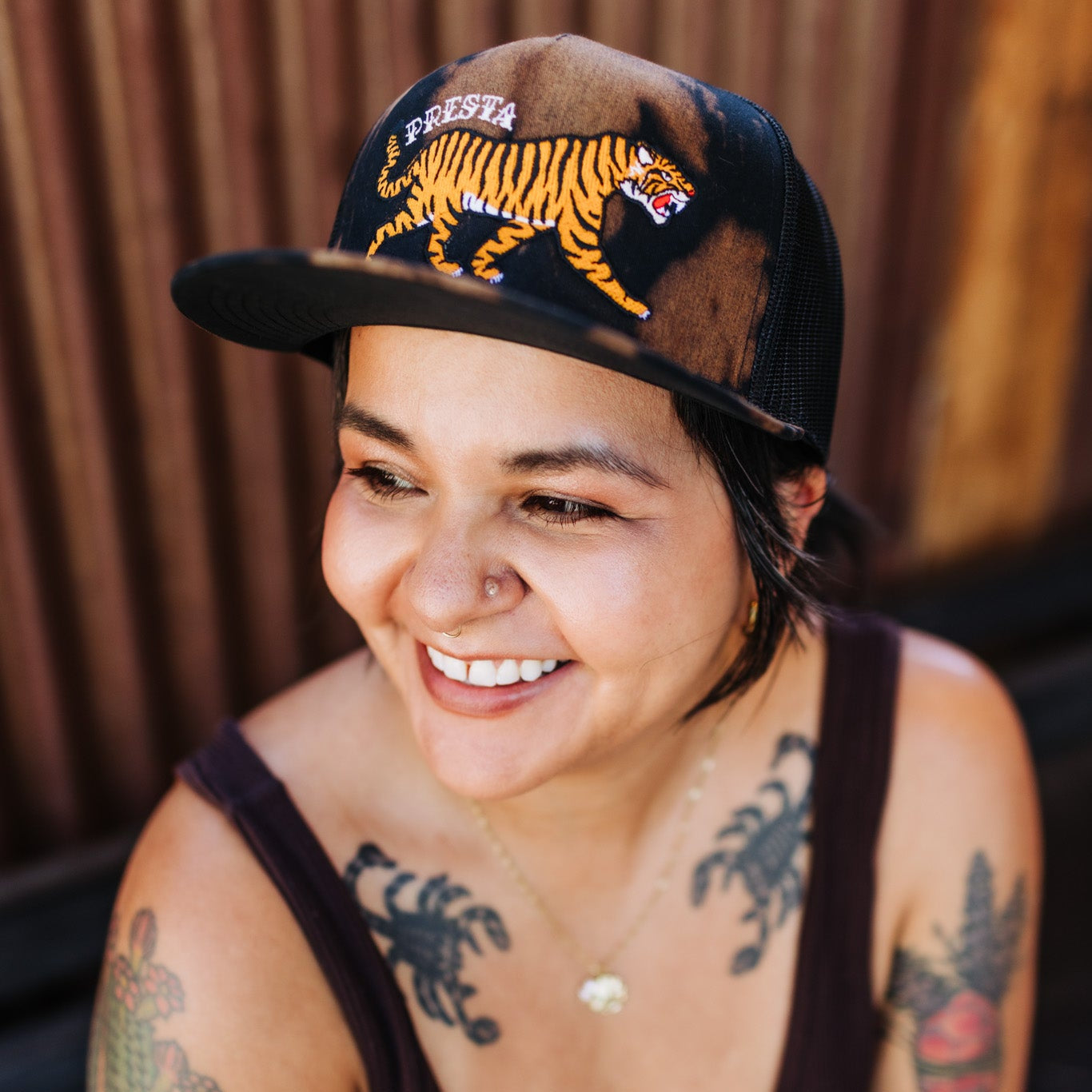 Black Bleach Dye Tiger Hat