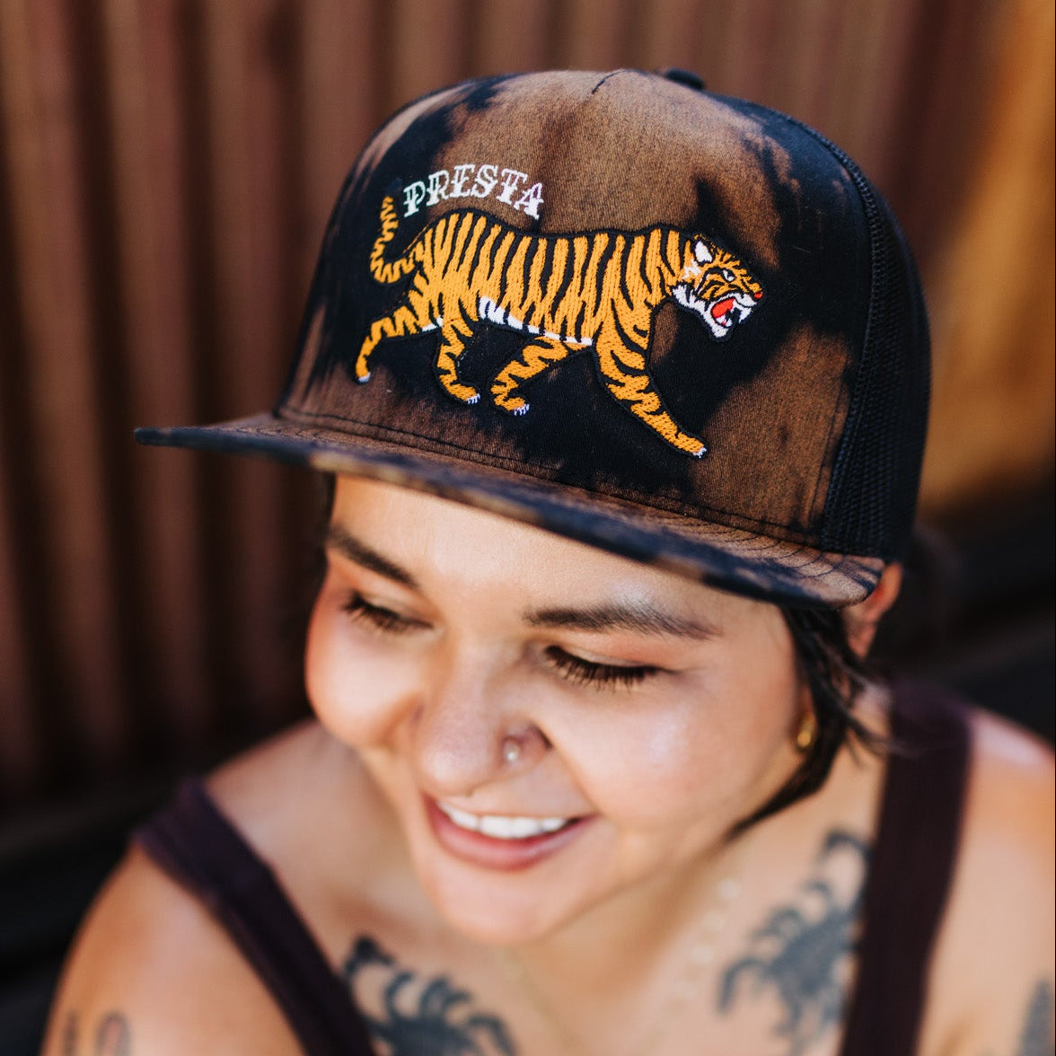 Black Bleach Dye Tiger Hat