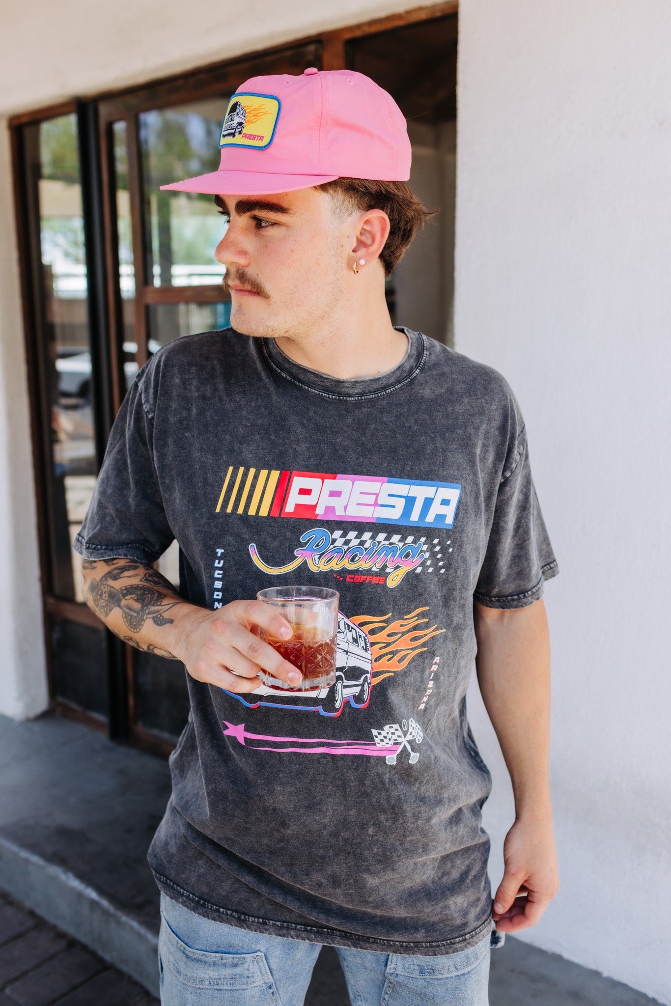 Vintage VW Van on Fire Black T-Shirt