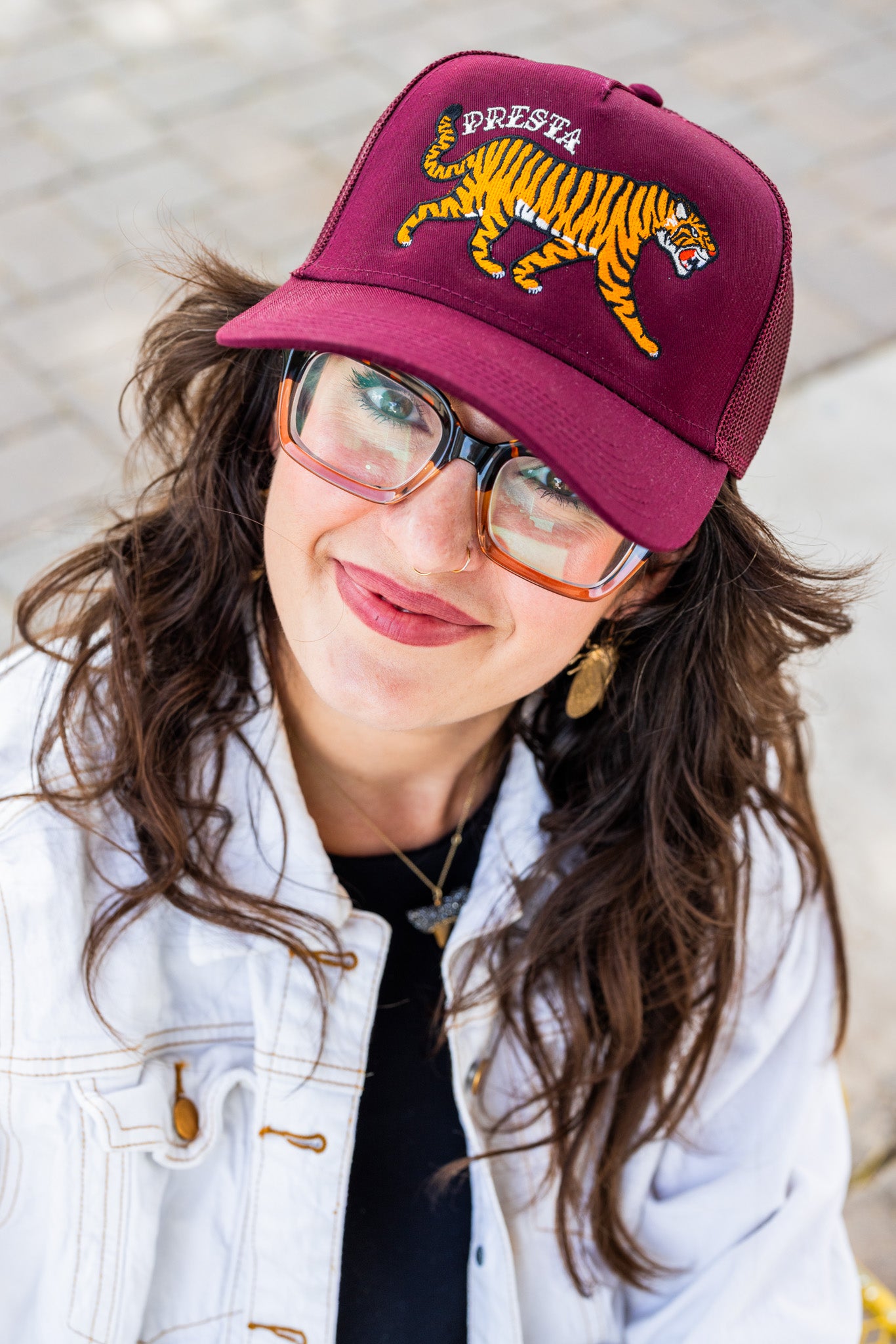 Burgundy Tiger Hat